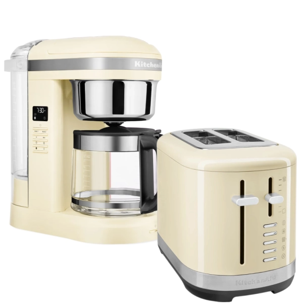 Набор: Капельная кофеварка KitchenAid 5KCM1209EAC, кремовая + Тостер KitchenAid 5KMT2109EAC, кремовый