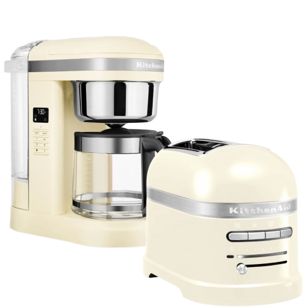 Набор: Капельная кофеварка KitchenAid 5KCM1209EAC, кремовая + Тостер KitchenAid 5KMT2204EAC, кремовый