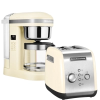Набор: Капельная кофеварка KitchenAid 5KCM1209EAC, кремовая + Тостер KitchenAid 5KMT221EAC, кремовый