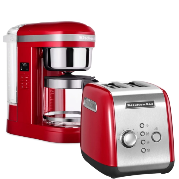 Набор: Капельная кофеварка KitchenAid 5KCM1209EER, красная + Тостер KitchenAid 5KMT221EER, красный
