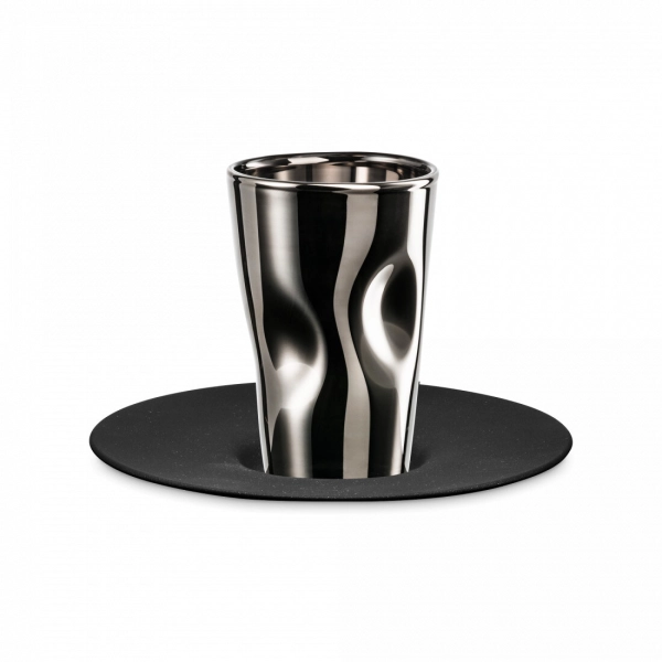 Чашка с блюдцем для эспрессо, 100 мл, цвет-платина/черный, серия Unik, 30013211, EISCH, Германия