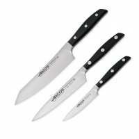 Набор кухонных ножей 3 шт, (10 см, 15 см, 19 см,) цвет ручек - черный, серия Manhattan, 858100, ARCOS, Испания
