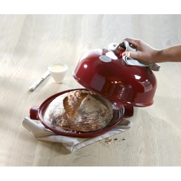 Набор для выпечки хлеба форма керамическая+ лопатка пекарская Emile Henry, гранат