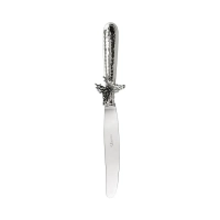 Нож Кольчугинский мельхиор столовый "Бабочка" латунный посеребренный с чернением кованый