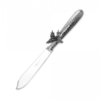 Нож для Кольчугинский мельхиор рыбы "Бабочки" латунный посеребренный с чернью кованый