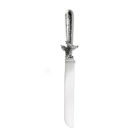 Нож Кольчугинский мельхиор для хлеба "Бабочки" латунный посеребренный с чернением кованый
