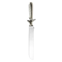 Нож для хлеба Кольчугинский мельхиор "Бабочки"  медный посеребренный с чернением кованый